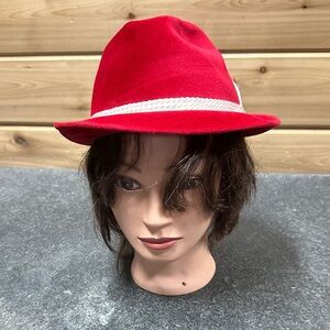 Vintage Gary Player Casual Red Fedora Hat with White Band